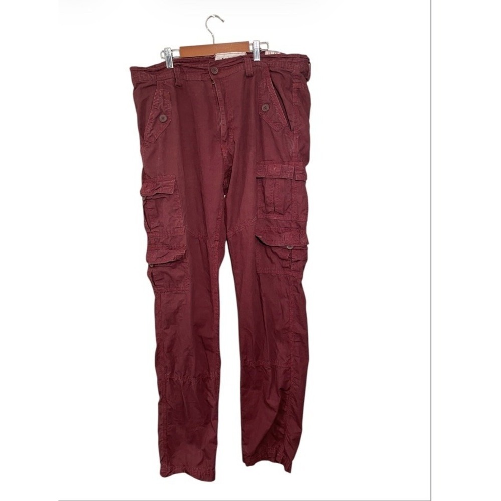 Liberation A Bleu L.A.B. Mens Khaki Cargo 36 x 34 Slim Straight Cotton Pants Red
